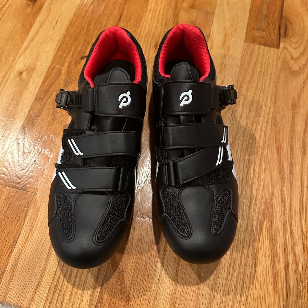 Peloton Black Cycling Shoes with Red Interior